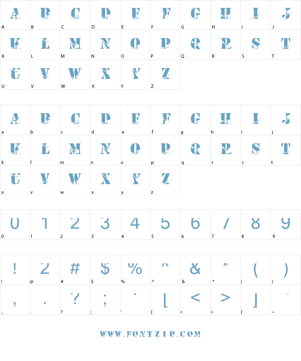 KR Ball N Chain Font Character